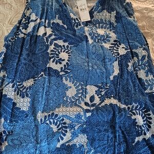 Loft Blue Floral V-Neck Top